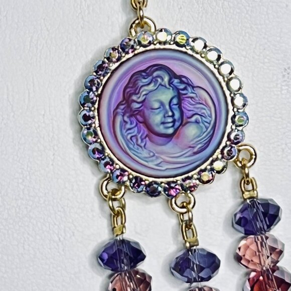 Kirks Folly Dream Angel Purple Crystal Beaded Bib Necklace (5992) - Picture 2 of 11